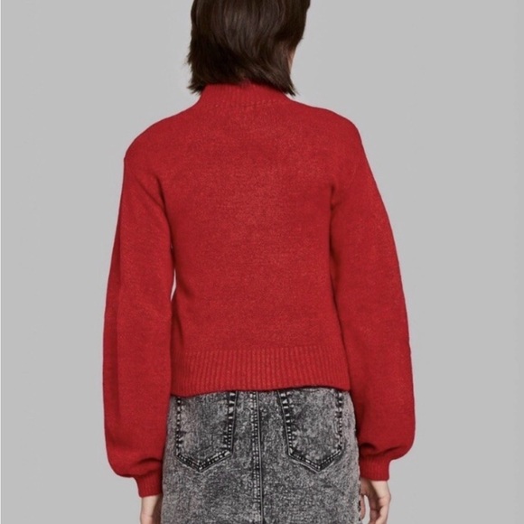 Wild Fable Red Mock Neck Puff Sleeve Sweater | Size M - Picture 2 of 6